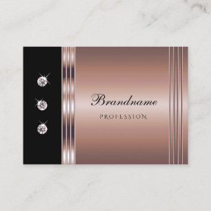 Modern Rose Gold and Black with Luminous Diamonds Business Card