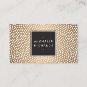 Modern Rose Gold and White Confetti Dots Business Card