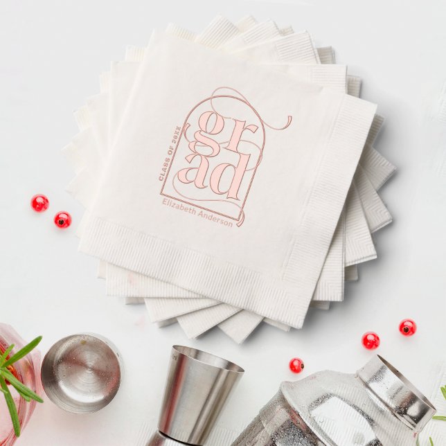 Modern Rose Gold Arch White Graduate Party Foil Napkins (Creator Uploaded)