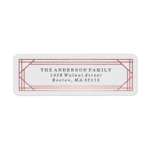 Modern Rose Gold Art Deco   Holiday Return Address Label