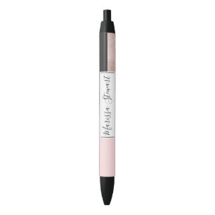 Modern Rose Gold Black Blush Pink Geometric Ink Pen