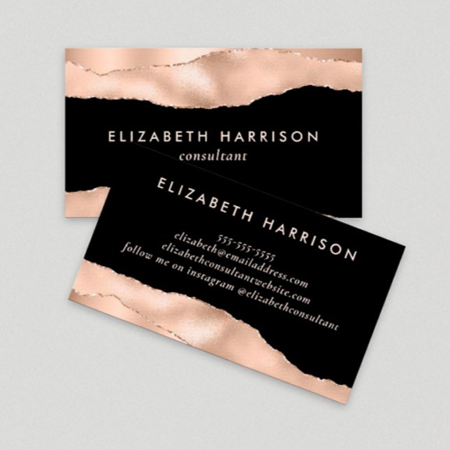 Modern Rose Gold  Black Business Card (Creator Uploaded)