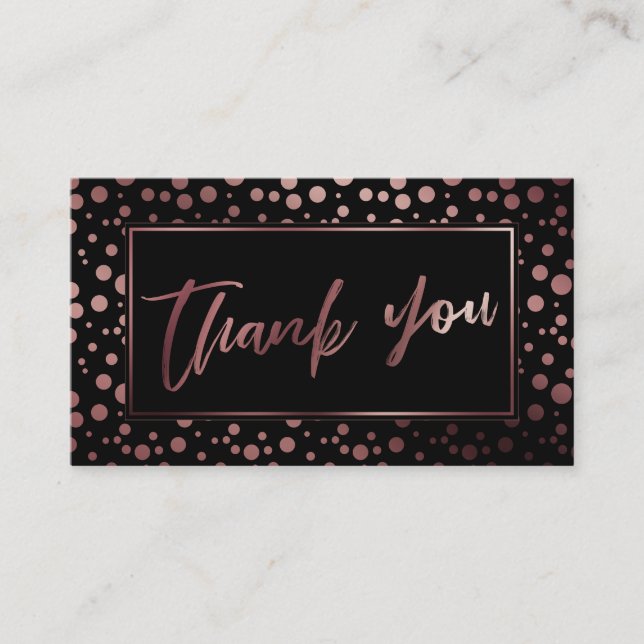 Modern Rose Gold & Black Circles Thank You Insert (Front)