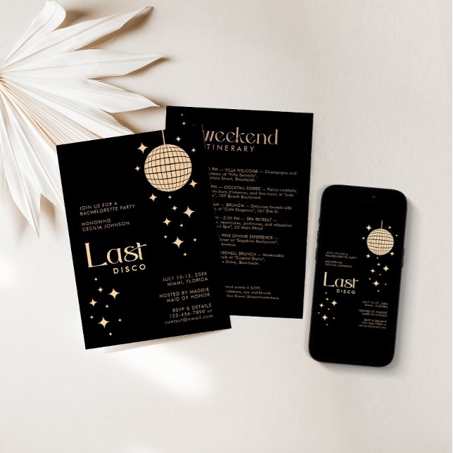 Modern Rose Gold & Black "Last Disco" Bachelorette (Creator Uploaded)