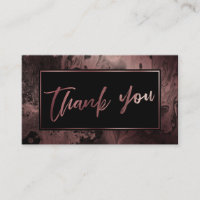 Modern Rose Gold & Black Marbled Thank You Insert