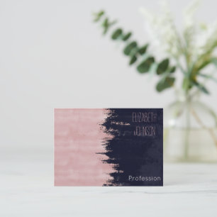 Modern Rose Gold Blue Brushstrokes Abstract Paint Business Card