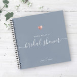 Modern Rose Gold Blue Script Bridal Shower Guest Notebook<br><div class="desc">This modern rose gold heart calligraphy guest book is perfect for a simple yet beautiful bridal shower. The neutral design features your name and date of celebration in minimalist typography alongside a romantic and whimsical script. This is the dusty blue version but feel free to change the background colour to...</div>