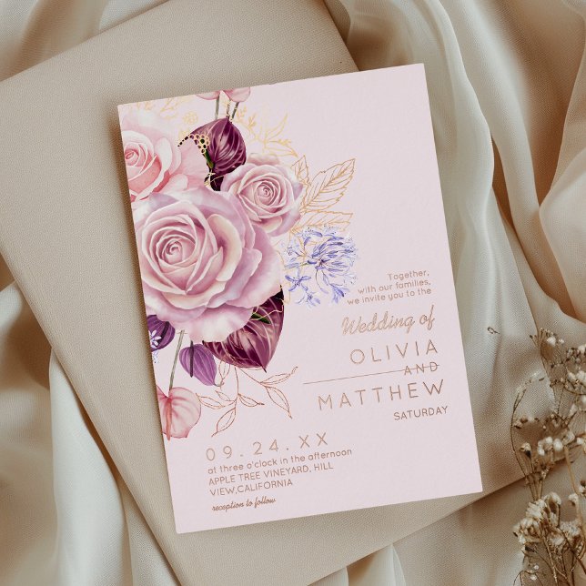 Modern Rose Gold Blush Floral Wedding  (Creator Uploaded)