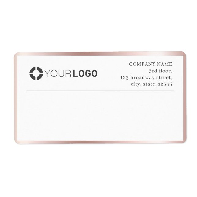 Modern rose gold border logo Return Address Label (Front)