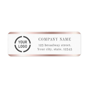 Modern rose gold border logo return address label