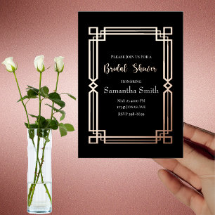 Modern Rose Gold Border on Black Bridal Shower