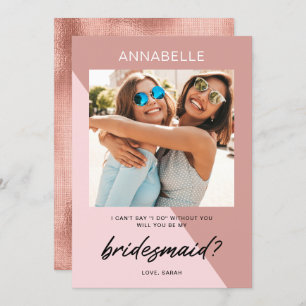 Modern Rose Gold Bridesmaid Proposal Invitation