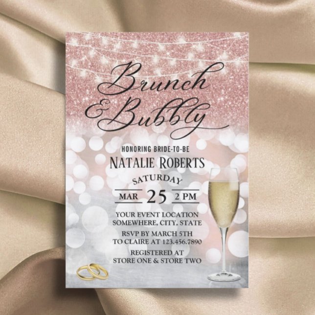 Modern Rose Gold Brunch & Bubbly Bridal Shower Invitation (Creator Uploaded)