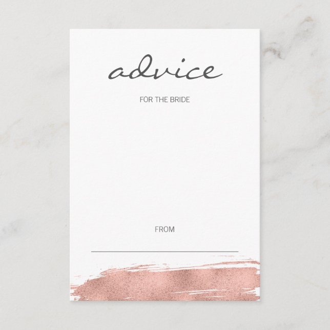Modern Rose Gold Brushstroke Advice For Bride Card (Front)