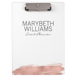 Modern Rose Gold Brushstroke Clipboard