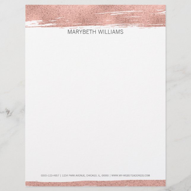 Modern Rose Gold Brushstroke Letterhead (Front)