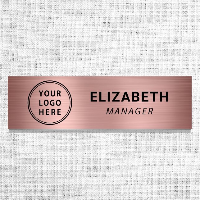 Modern Rose Gold Business Logo Name Tag (Creator Uploaded)
