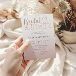 Modern Rose Gold Calligraphy Bridal Shower Invitation