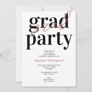 Modern Rose Gold Calligraphy Graduation Party  Invitation
