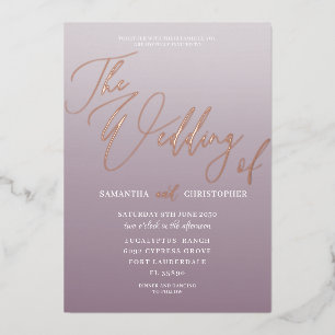 Modern Rose Gold Calligraphy & Mauve 