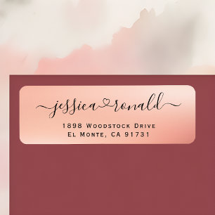 Modern Rose Gold Calligraphy Return Address Labels
