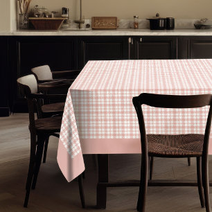 Modern Rose Gold Check Tablecloth for Decor