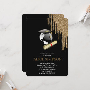 Modern Rose Gold Chic Minimalist Photo Graduation  Invitation