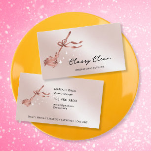 Modern Rose Gold Cleaning Services Housekeeping Business Card