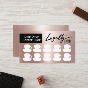Modern Rose Gold Coffee Shop Coffee Cups Loyalty Card