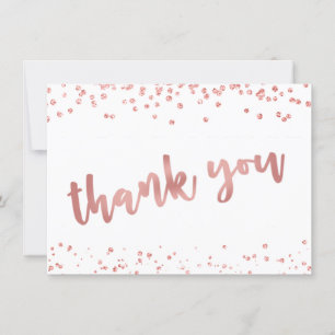 Modern Rose Gold Confetti Brush Script THANK YOU