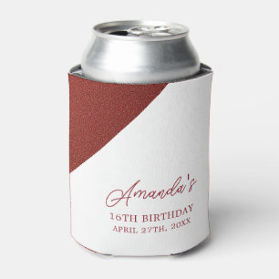 Modern Rose Gold Copper Glitter Sweet 16 Birthday Can Cooler