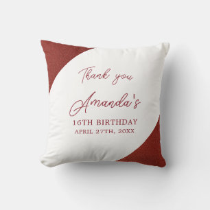 Modern Rose Gold Copper Glitter Sweet 16 Birthday Cushion