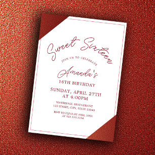 Modern Rose Gold Copper Glitter Sweet 16 Birthday Invitation