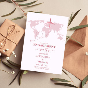 Modern Rose Gold Destination Passport Engagement Invitation