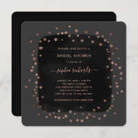 Modern Rose Gold Dots on Black | Bridal Shower