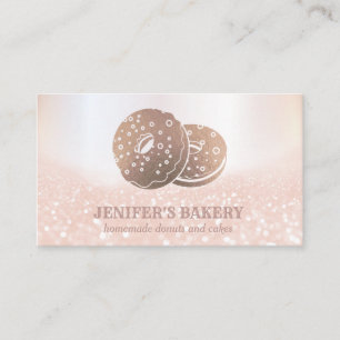 Modern rose gold  doughnuts glittery  homemade bak business card