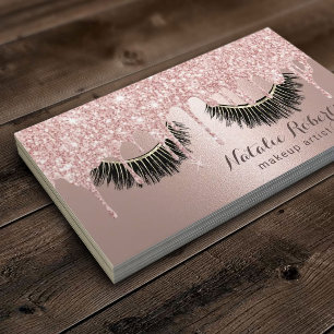 Modern Rose Gold Drips Eyelash Beauty Salon Business Card