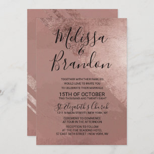 Modern Rose Gold Faux Foil Triangle Wedding Invitation