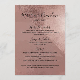 Modern Rose Gold Faux Foil Triangle Wedding Menu