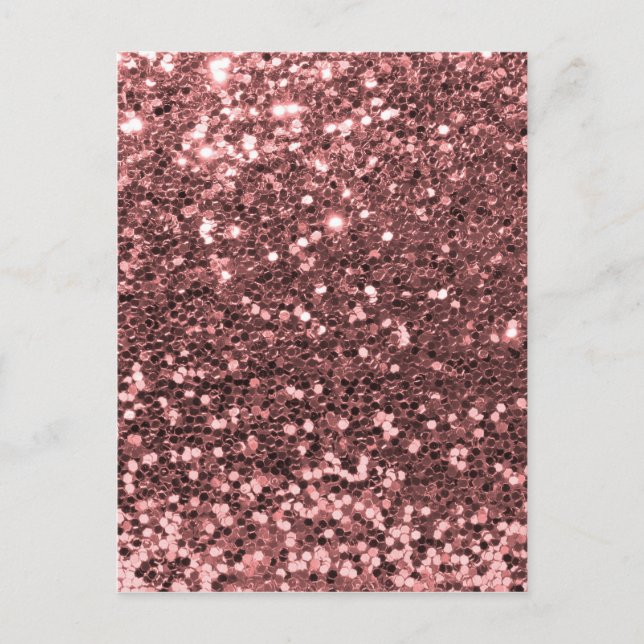 Modern Rose Gold Faux Glitter Print Postcard (Front)