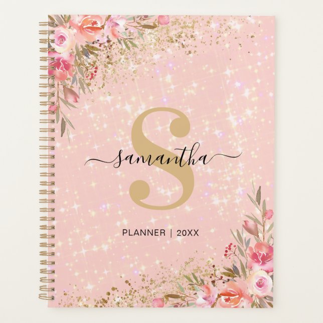 Modern Rose Gold Floral 2026 Planner (Front)