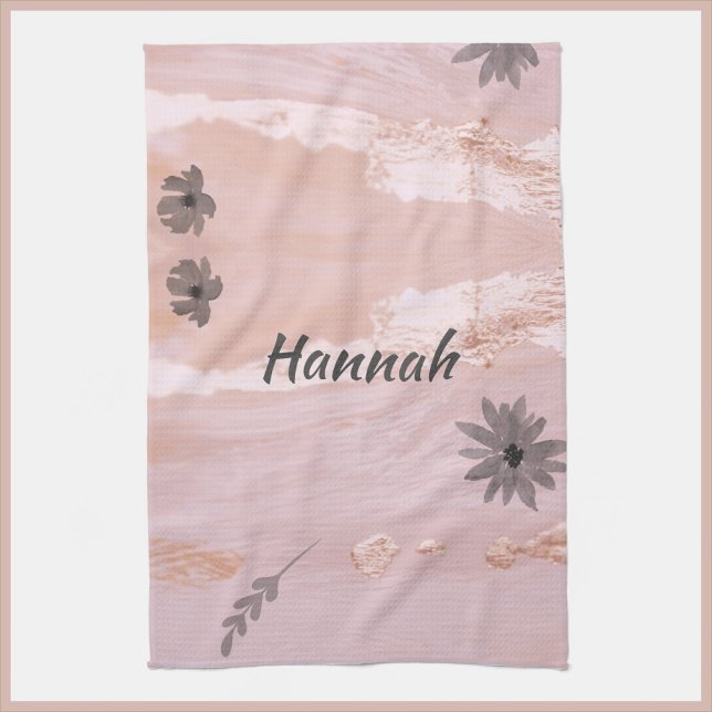 Modern Rose Gold Floral Tea Towel (Creator Uploaded)