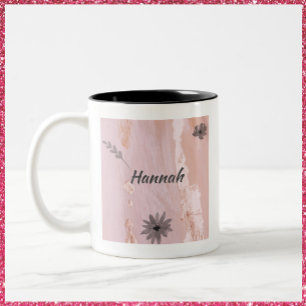 Modern Rose Gold Floral Two-Tone Coffee Mug
