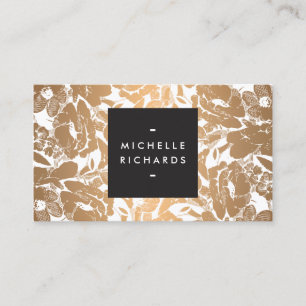 Modern Rose Gold Flowers Business Card