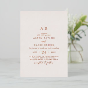 Modern Rose Gold Foil Blush Monogram Wedding