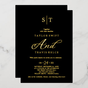 Modern Rose Gold Foil Blush Monogram Wedding