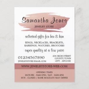 Modern Rose Gold Foil Brushstroke, Jewelry Store Flyer