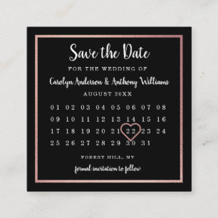 Modern Rose Gold Foil Calendar Save The Date Enclosure Card