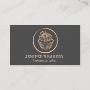 Modern rose gold foil cupcake homemade bakery business card