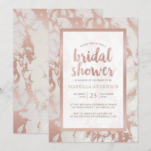 Modern Rose Gold Foil & Marble Bridal Shower Invitation